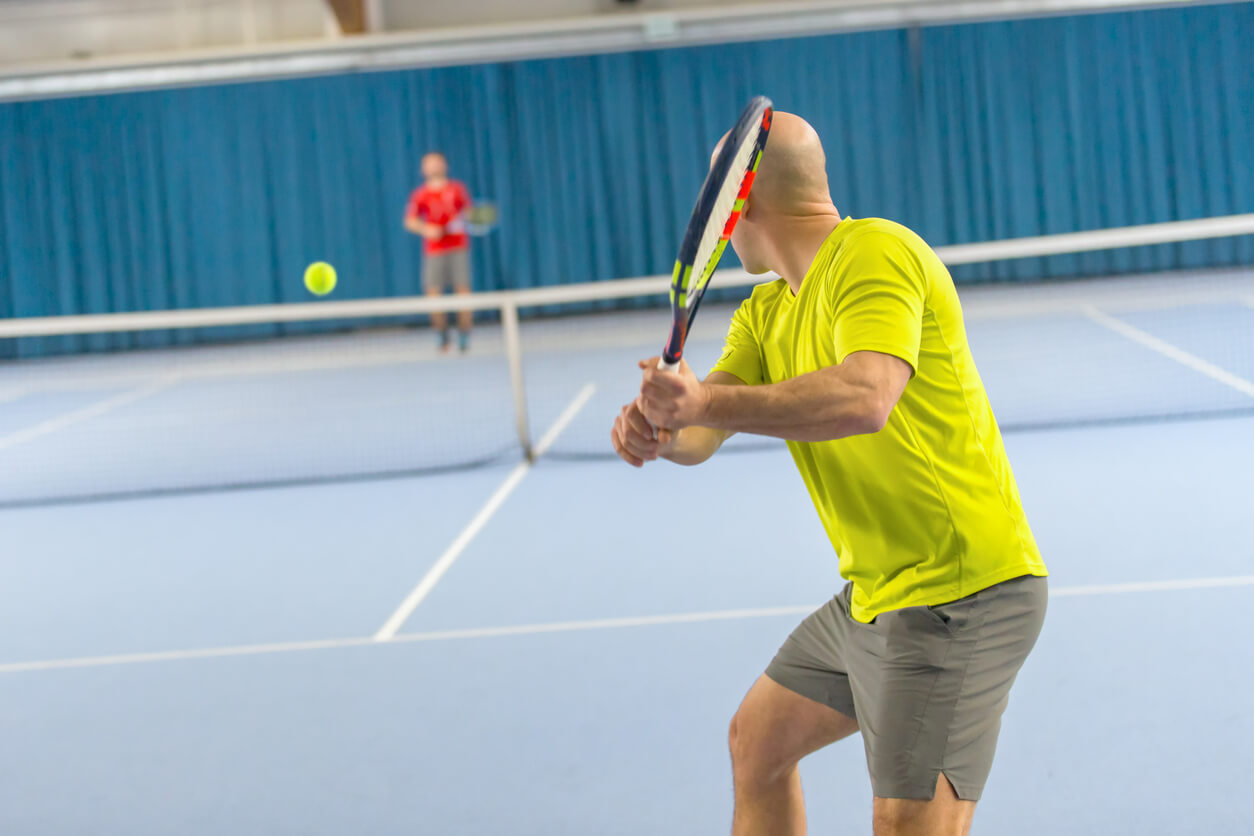 playing tennis